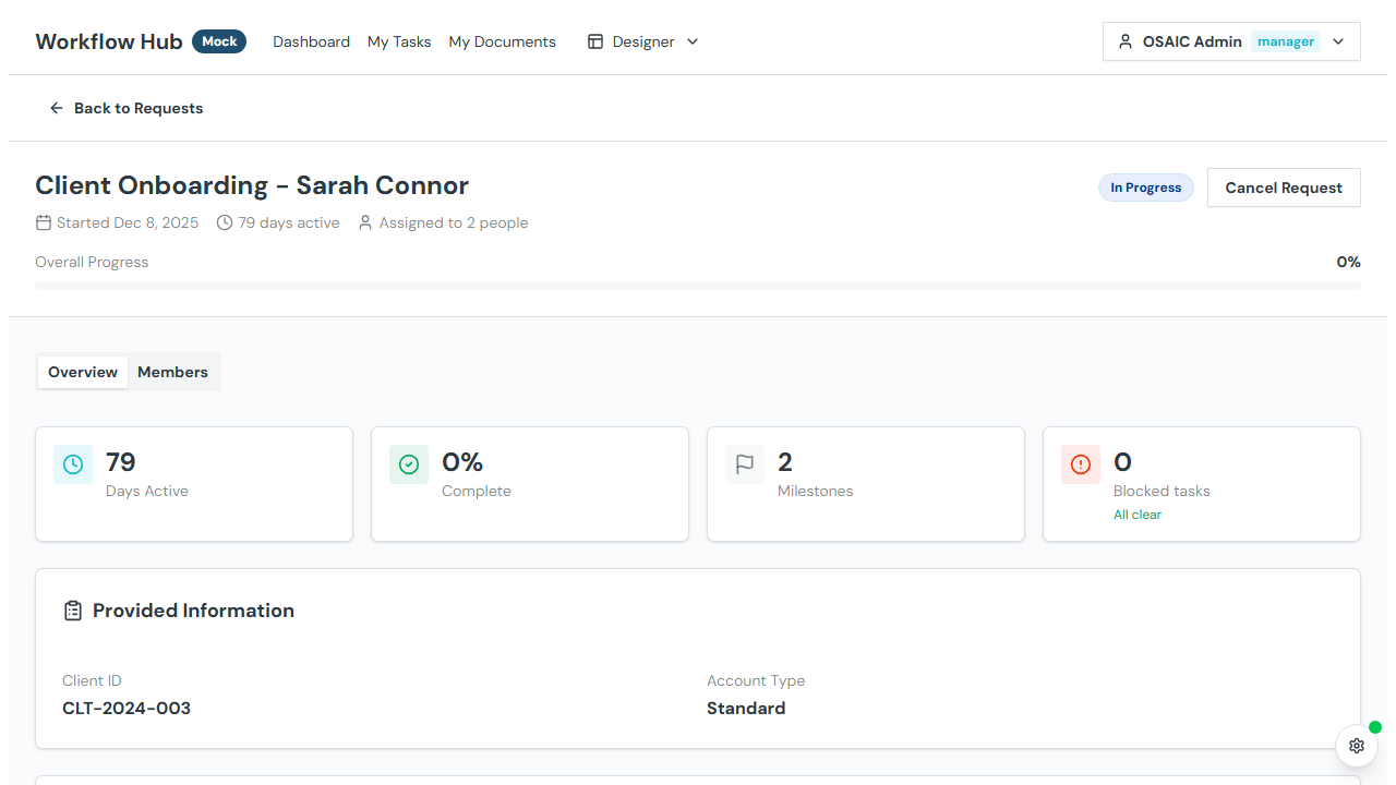 Workflow instance overview