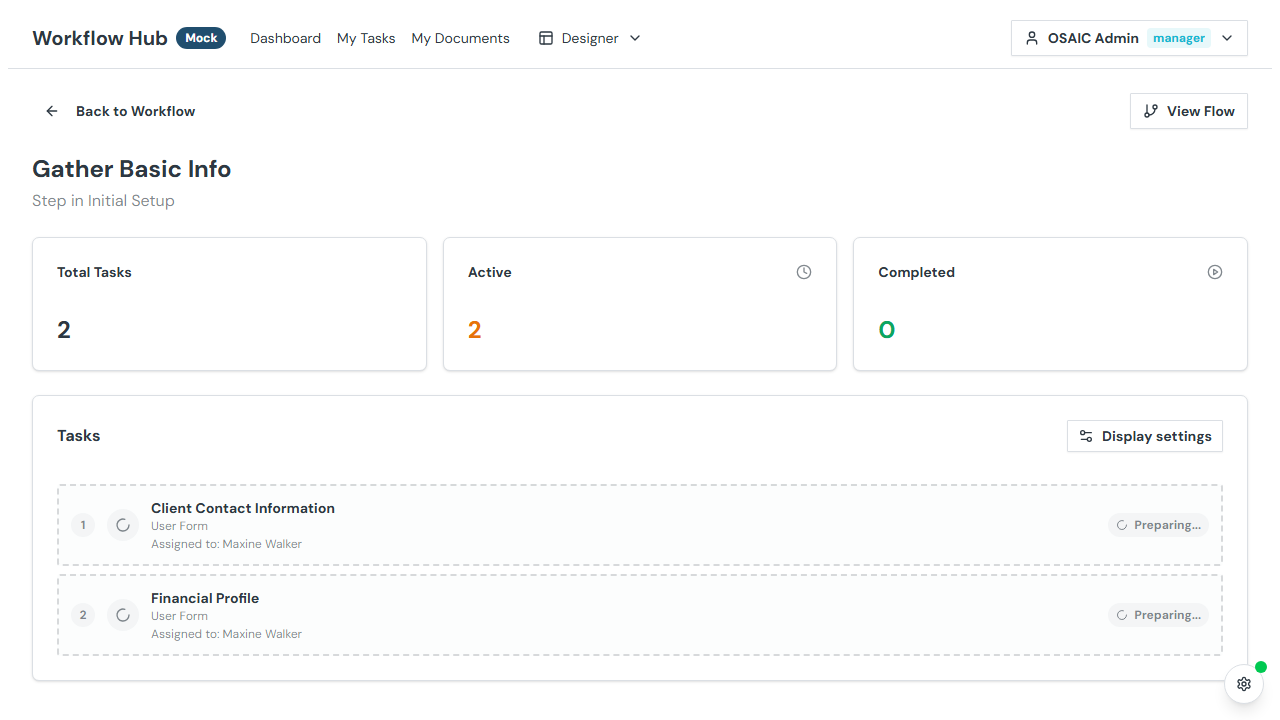 Step instance with tasks