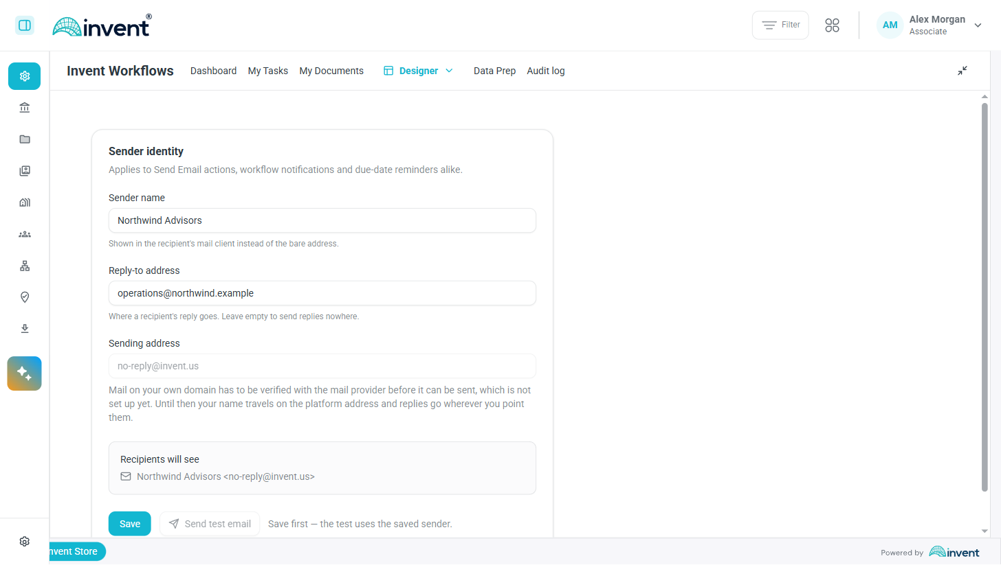 The sender identity every email goes out with