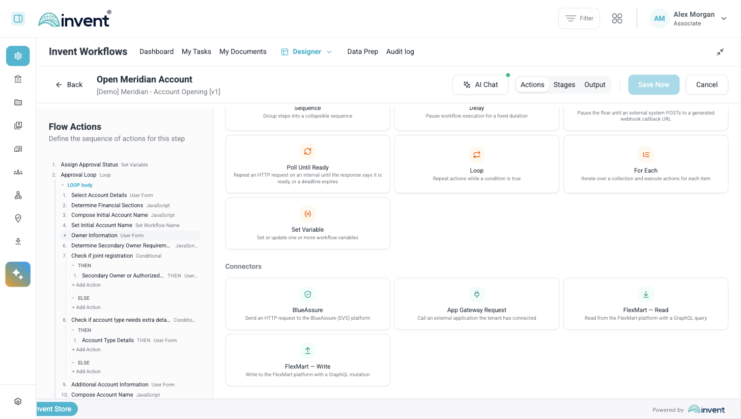 Connector actions: BlueAssure, App Gateway Request and FlexMart