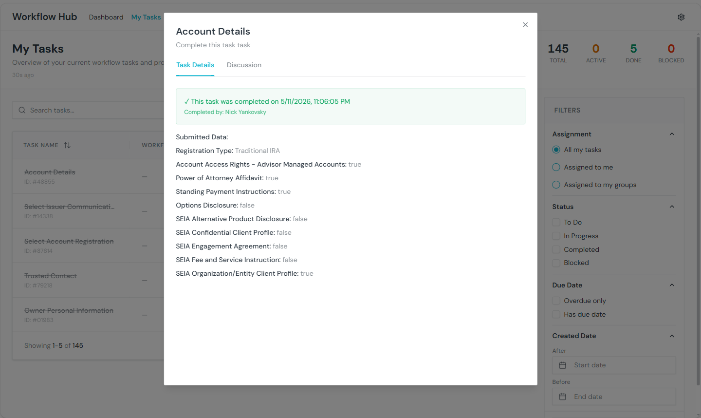 Multi-page form with section sidebar